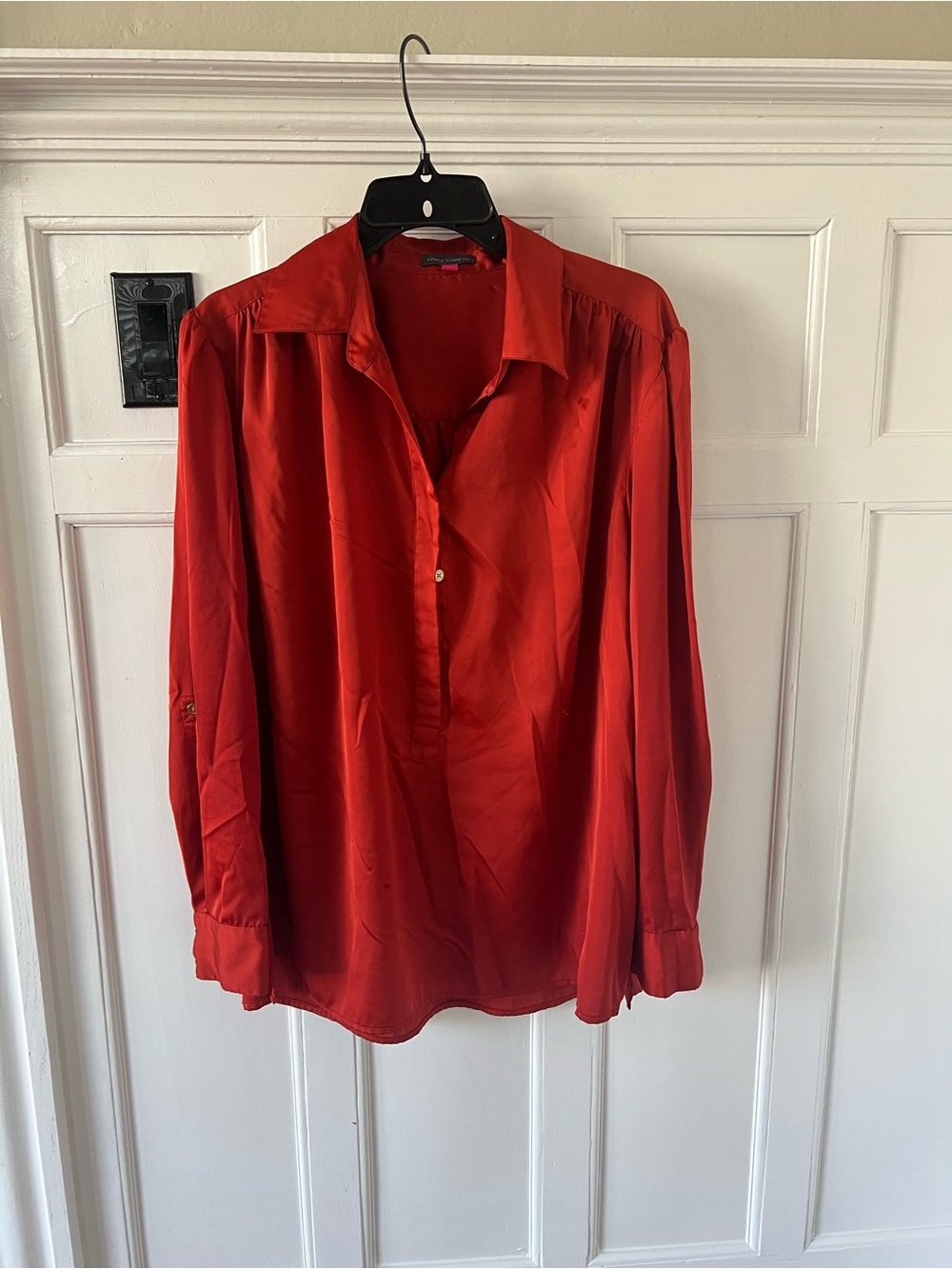 Vince Camuto Red Long-Sleeve Collared Shirt